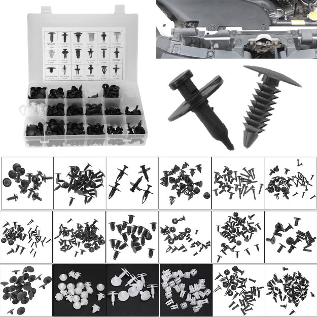415 Pcs Fasteners Kit – Universal Kit For Bumper Fasteners, Door And Body Trim, Panels, Cover Plates  Assorted Styles And Sizes For Ford, Gm, Toyota, Honda, Chrysler And More -12194