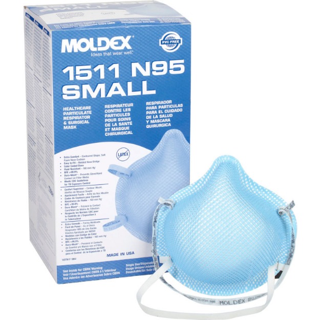 Moldex 1500 Series N95 Respirator & Surgical Mask, Small, 20/Box, 1511-0