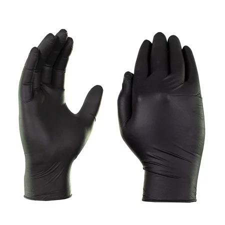 1000 Pack - Pro Grade Black Nitrile Gloves 5 gram - 4 mill -12359