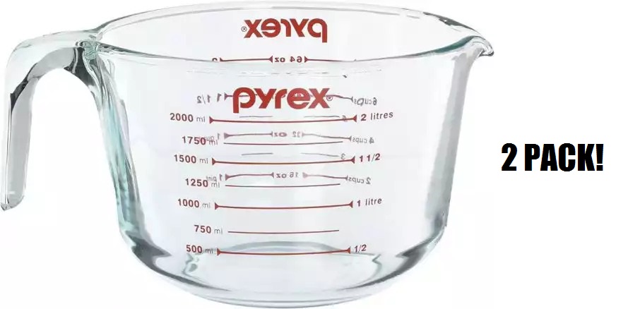2 Pack - Pyrex Prepware 2 Liter/8-Cup Measuring Cup, Clear