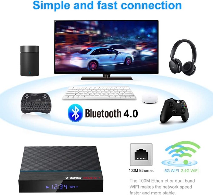 Android Box, TUREWELL T95 Max+ Android TV Box 9.0 Amlogic S905X3 Quad-core cortex-A55 4GB RAM 32GB ROM Media Player with 8K BT4.0 2.4G/5.0GHz Dual-Band WiFi USB3.0-12578