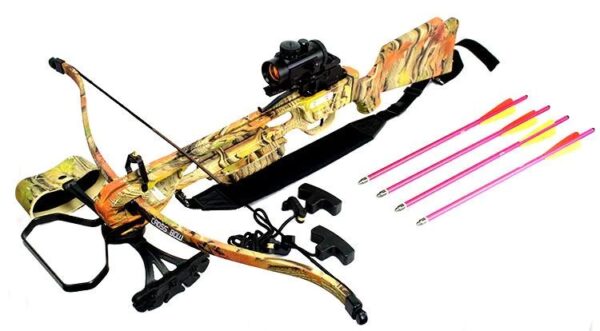 160 LBS Camo Hunting Crossbow Package Scope Arrows Sling Quiver 235 FPS