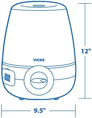Vicks Filter-Free CoolRelief Cool Mist Humidifier, Medium Room, 1.2 Gallon Tank – Visible, Medicated Ultrasonic Humidifier for Baby, Kids and Adults, Works With Vicks VapoPads and Vicks VapoSteam-12936