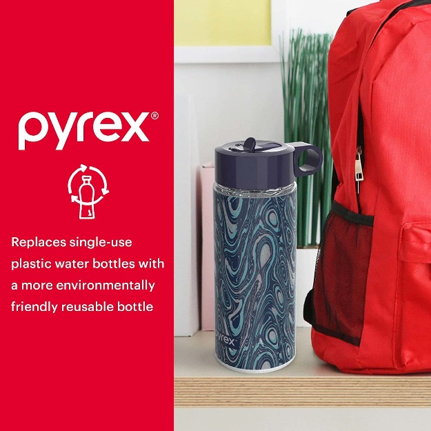 Pyrex 24-Oz Color Changing Glass Water Bottle – Shatterproof – Tie Dye-13023
