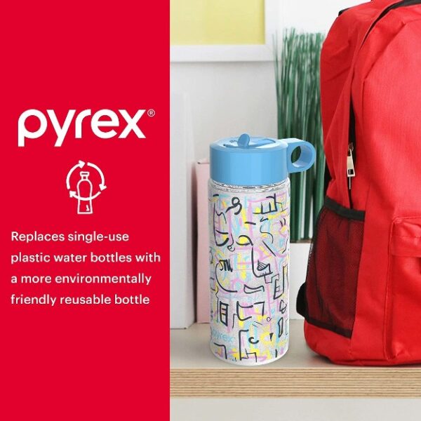 Pyrex 24-Oz Color Changing Glass Water Bottle - Shatterproof - Doodles-13038
