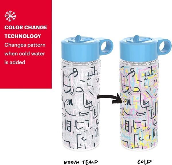 Pyrex 24-Oz Color Changing Glass Water Bottle - Shatterproof - Doodles-13037