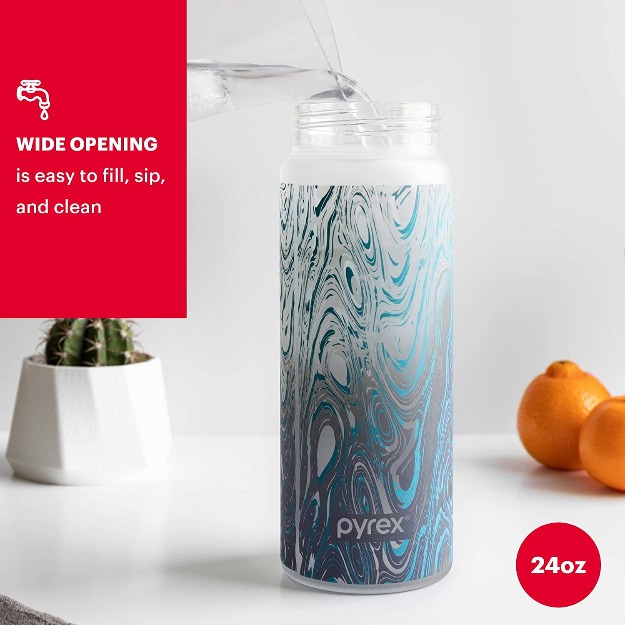 Pyrex 24-Oz Color Changing Glass Water Bottle – Shatterproof – Tie Dye-13024
