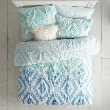 Kelly Slater Organic Ikat Shells Quilt, Blue Pottery Barn Teen