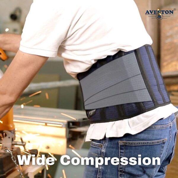AVESTON Blue Back Support Lower Back Brace for Back Pain Relief - Thin Breathable Rigid 6 ribs Adjustable Lumbar Support Belt Men/Women Keeps Your Spine Straight, Surgery, Fracture-13077