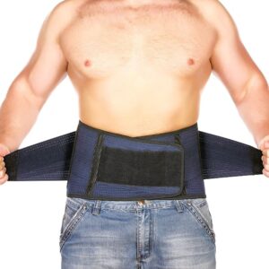 AVESTON Blue Back Support Lower Back Brace for Back Pain Relief - Thin Breathable Rigid 6 ribs Adjustable Lumbar Support Belt Men/Women Keeps Your Spine Straight, Surgery, Fracture-0