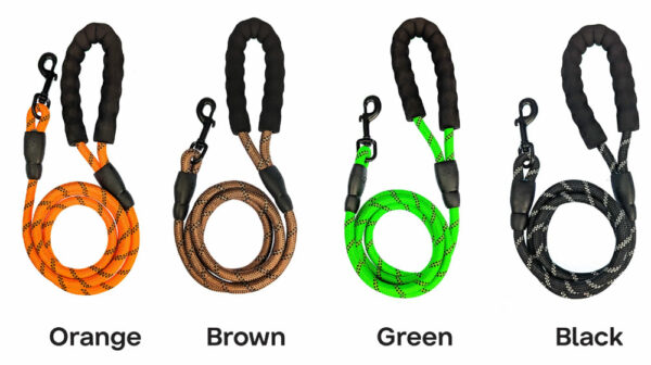 5' Heavy Duty Dog Leash up to 110 LBS with Reflective Thread and Foam Grip-0