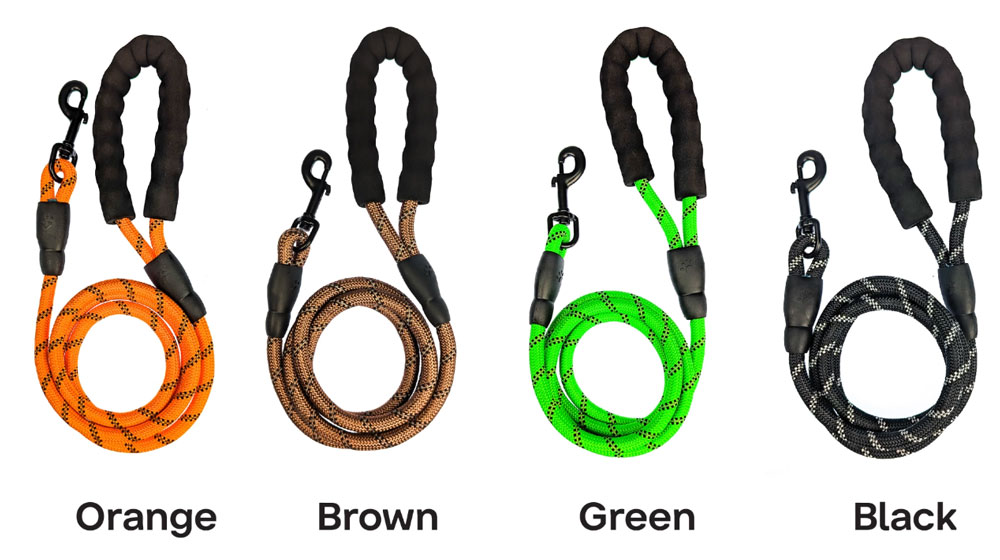 5′ Heavy Duty Dog Leash up to 110 LBS with Reflective Thread and Foam Grip-0