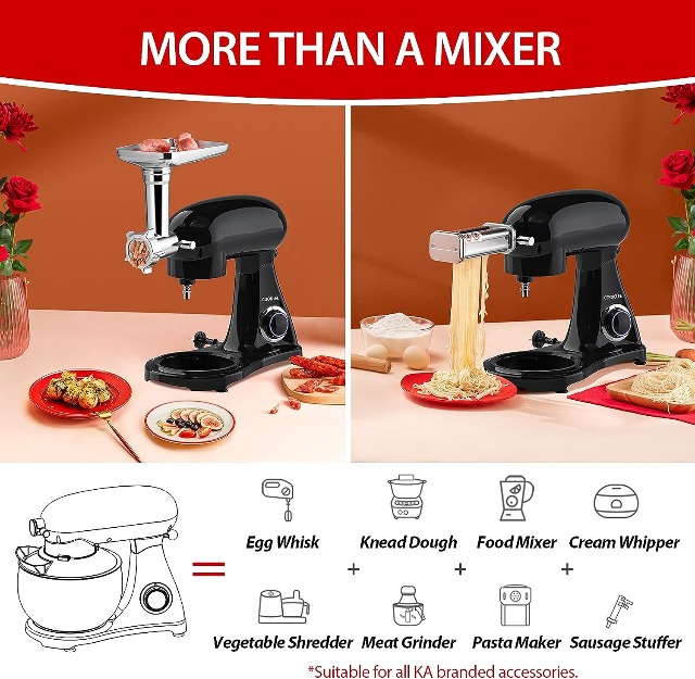 COOKLEE Stand Mixer, 800W 8.5-Qt. Kitchen Mixer with Dishwasher-Safe Dough Hooks, Flat Beaters, Whisk & Pouring Shield, SM-1522NM-13732