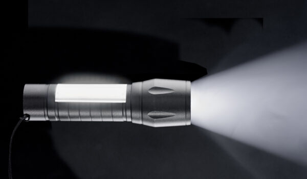 12Pc Display-3-3/4"/500 Lumen Rechargeable USB Flashlight With Adjustable Beam Size & Lanyard-13424