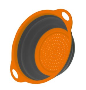 2Pc Set- Collapsible Colanders With Handles ( 7" & 8") Orange/Gray Color-13354