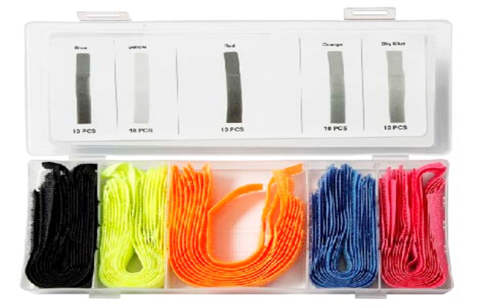 3 Pack – 50pcs 67Inch Multi-Purpose Reusable Hook and Loop Cable Ties Fastening Straps Tie Downs – 5 Colour-0