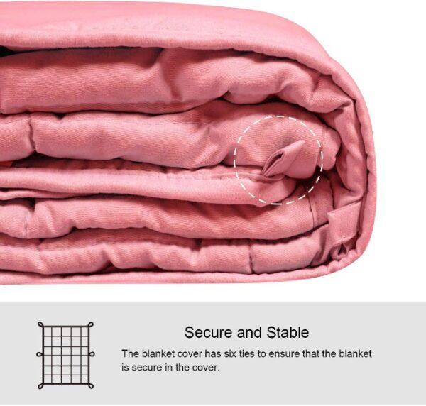 Viviland Weighted Blanket Set 15 lbs with Removable Plush Cover, Glass Beads and Eyemask, Gift for Adult Women Men, Queen Size Weighted Blanket, 60"x80", Pink-13845