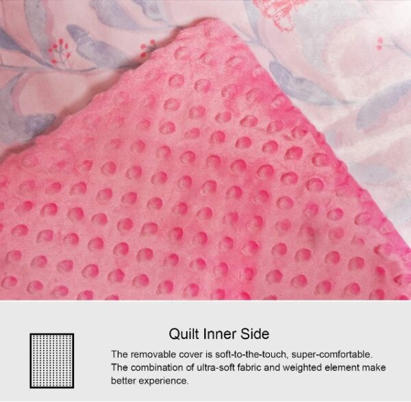 Viviland Weighted Blanket Set 15 lbs with Removable Plush Cover, Glass Beads and Eyemask, Gift for Adult Women Men, Queen Size Weighted Blanket, 60"x80", Pink-13844