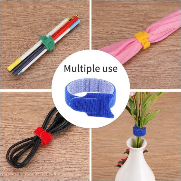 3 Pack - 50pcs 67Inch Multi-Purpose Reusable Hook and Loop Cable Ties Fastening Straps Tie Downs - 5 Colour-13882