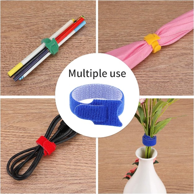 3 Pack – 50pcs 67Inch Multi-Purpose Reusable Hook and Loop Cable Ties Fastening Straps Tie Downs – 5 Colour-13882