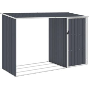 * Sold in Store Only - Garden Firewood Shed - Anthracite 96.5"x38.6"x62.6" - Galvanized Steel, Outdoor Storage, Modern Design, Weather-Resistant-0