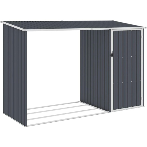 * Sold in Store Only - Garden Firewood Shed - Anthracite 96.5"x38.6"x62.6" - Galvanized Steel, Outdoor Storage, Modern Design, Weather-Resistant-0