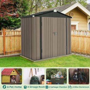 *Sold In Store Only - Prograde Outdoor Storage Shed 4x6 FT, Metal Garden Shed for Bike, Garbage Can, Tool, Lawnmower, Outside Sheds & Outdoor Storage Galvanized Steel with Lockable Door-13985