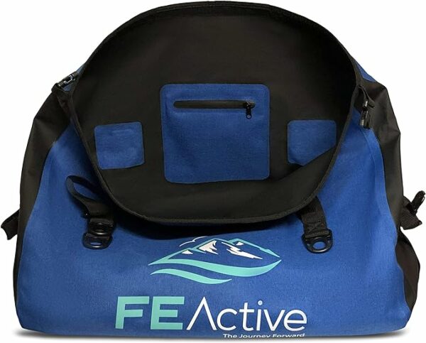 FE Active - 60 Liters Unisex Duffel Dry Bag Large Waterproof Travel Bag in Blue for Camping, Hiking, and Outdoor Activities | Designed in California, USA-14636