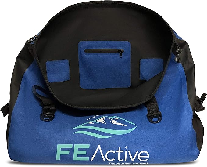 FE Active – 60 Liters Unisex Duffel Dry Bag Large Waterproof Travel Bag in Blue for Camping, Hiking, and Outdoor Activities | Designed in California, USA-14636