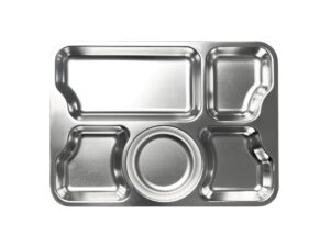 5 Compartment Stainless Steel Food Tray- 12 Pack