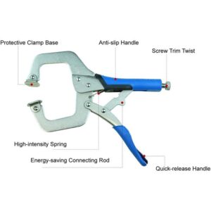KASTFORCE KF4022 4Pk  11″ Adjustable Face Clamp – 3 Inch Clamping Capacity – C Style