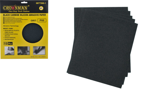 Crownman 240 Grit 10pc 9x11in Wet/Dry Sandpaper Sheets