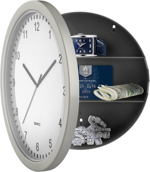 Clock Safe &ndash; 10-Inch Battery-Operated Analog Clock with Hidden Wall Safe