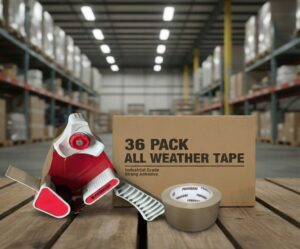 HD Tape Dispenser and 1 Case of All Weather UT Packing Tape(36 Rolls) Combo