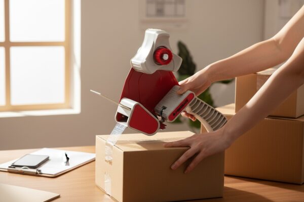 HD Tape Dispenser and 1 Case of All Weather Packing Tape(36 Rolls) Combo