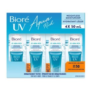 Bior&eacute; UV Aqua Rich Weightless Moisturizer SPF 50, 4 x 50 mL