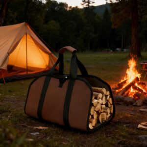 Heavy-Duty Firewood Carrier Tote &ndash; Waterproof 600D Oxford, 30kg Load, Adjustable Strap
